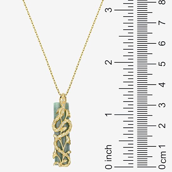 Snake Womens Genuine Green Jade 18K Gold Over Silver 18 Inch Pendant Necklace
