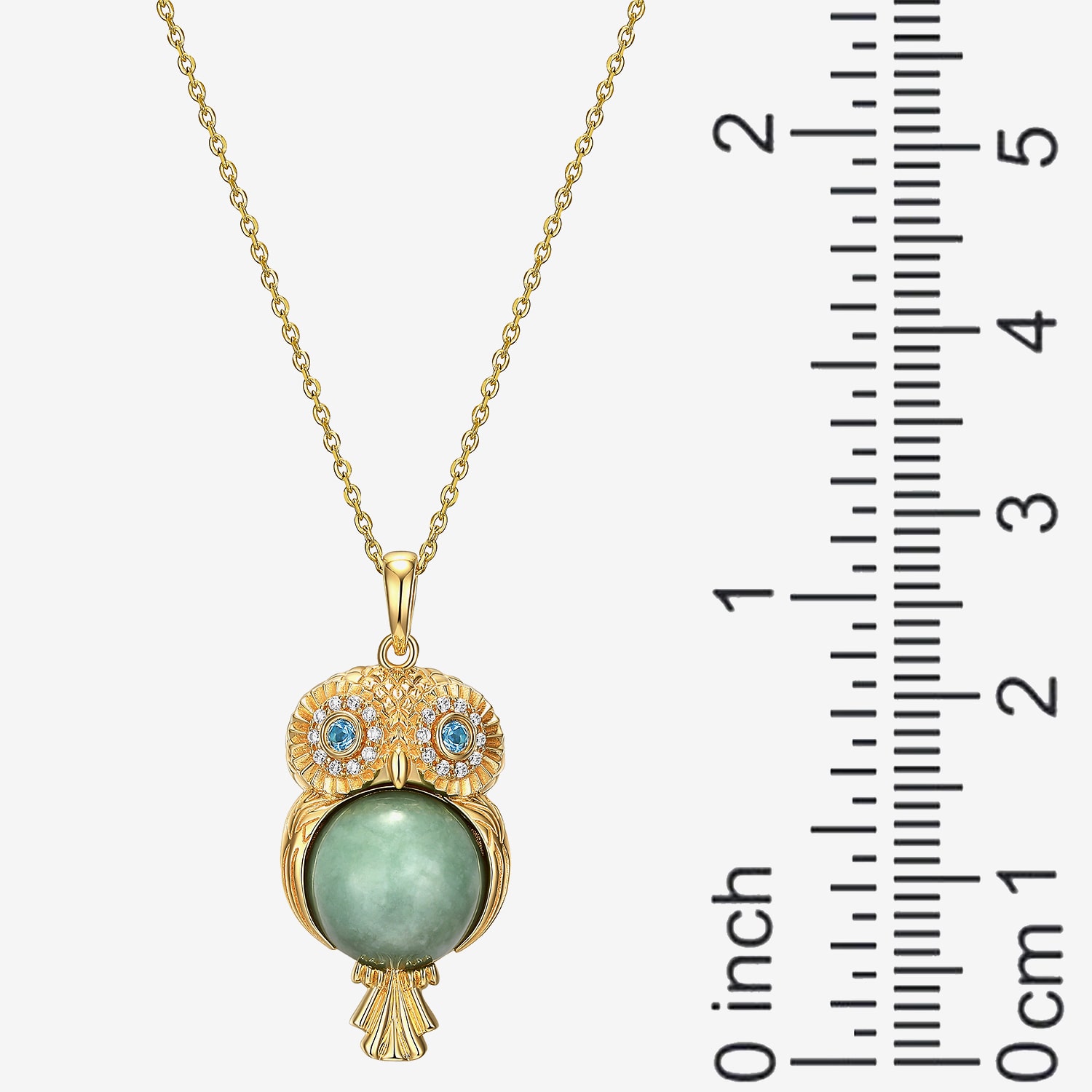 Owl Womens Genuine Green Jade 18K Gold Over Silver 18 Inch Pendant Necklace
