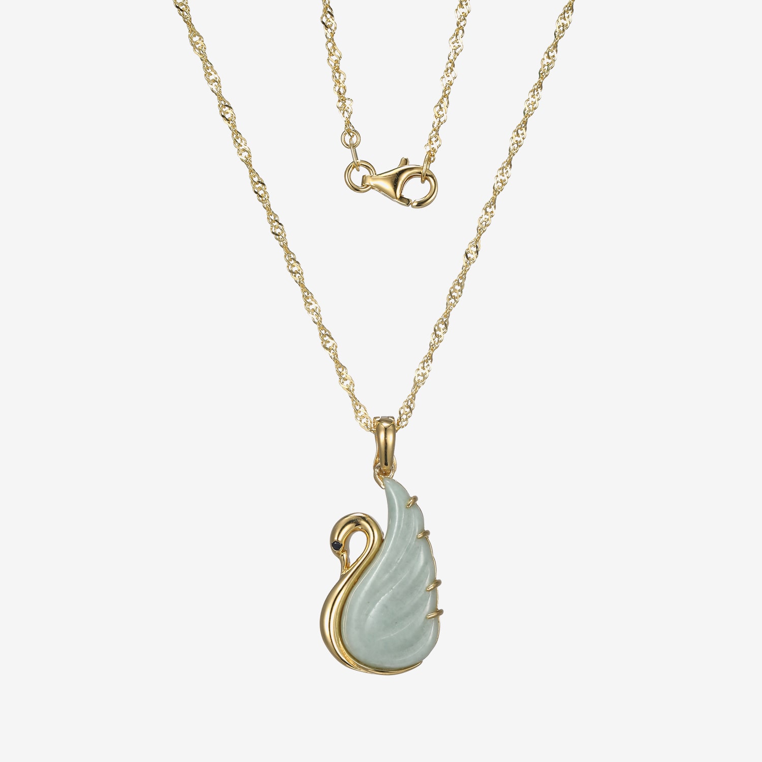 Womens Genuine Green Jade 18K Gold Over Silver 18 Inch Pendant Necklace