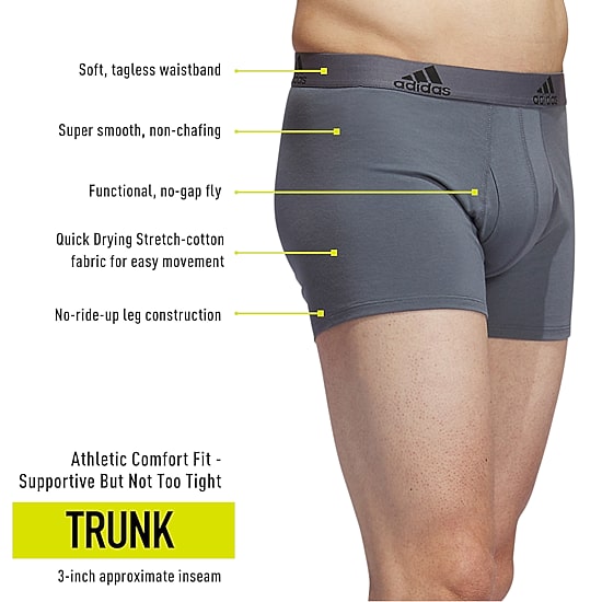 adidas Stretch Cotton Mens 3 Pack Multi-Pack Stretch Fabric Trunks 5157997a