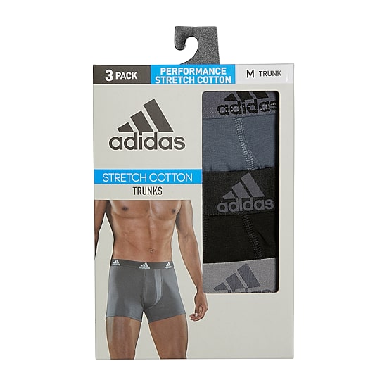 adidas Stretch Cotton Mens 3 Pack Multi-Pack Stretch Fabric Trunks 5157997a