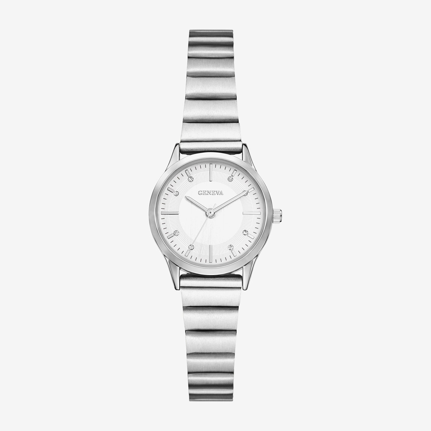 Geneva Womens Crystal Accent Silver Tone Stainless Steel Bracelet Watch Fmdjm302