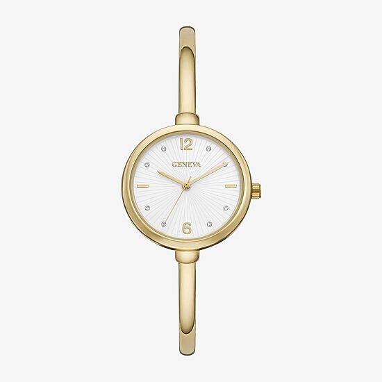 Geneva Womens Crystal Accent Gold Tone Bangle Watch Fmdjm304