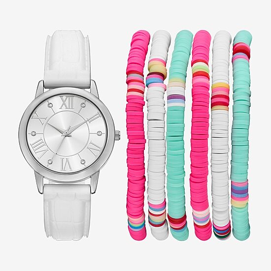 Womens Crystal Accent White 7-pc. Watch Boxed Set Fmdjset724
