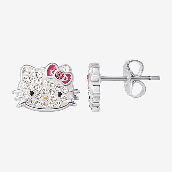 Womens Crystal Pure Silver Over Brass Hello Kitty 2-pc. Jewelry Set