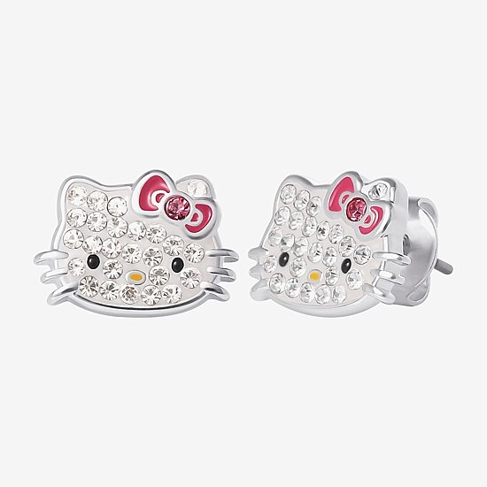 Womens Crystal Pure Silver Over Brass Hello Kitty 2-pc. Jewelry Set