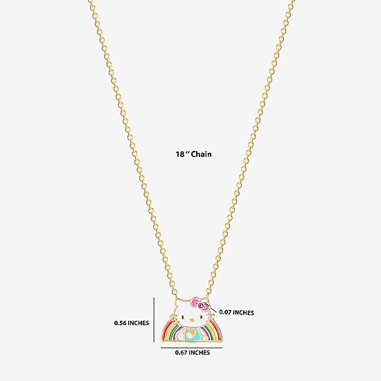 Rainbow Womens Pink Crystal 18K Gold Over Brass 18 Inch Pendant Necklace