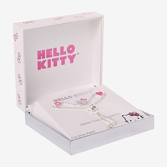 Womens Cubic Zirconia Flower Heart Hello Kitty Bolo Bracelet