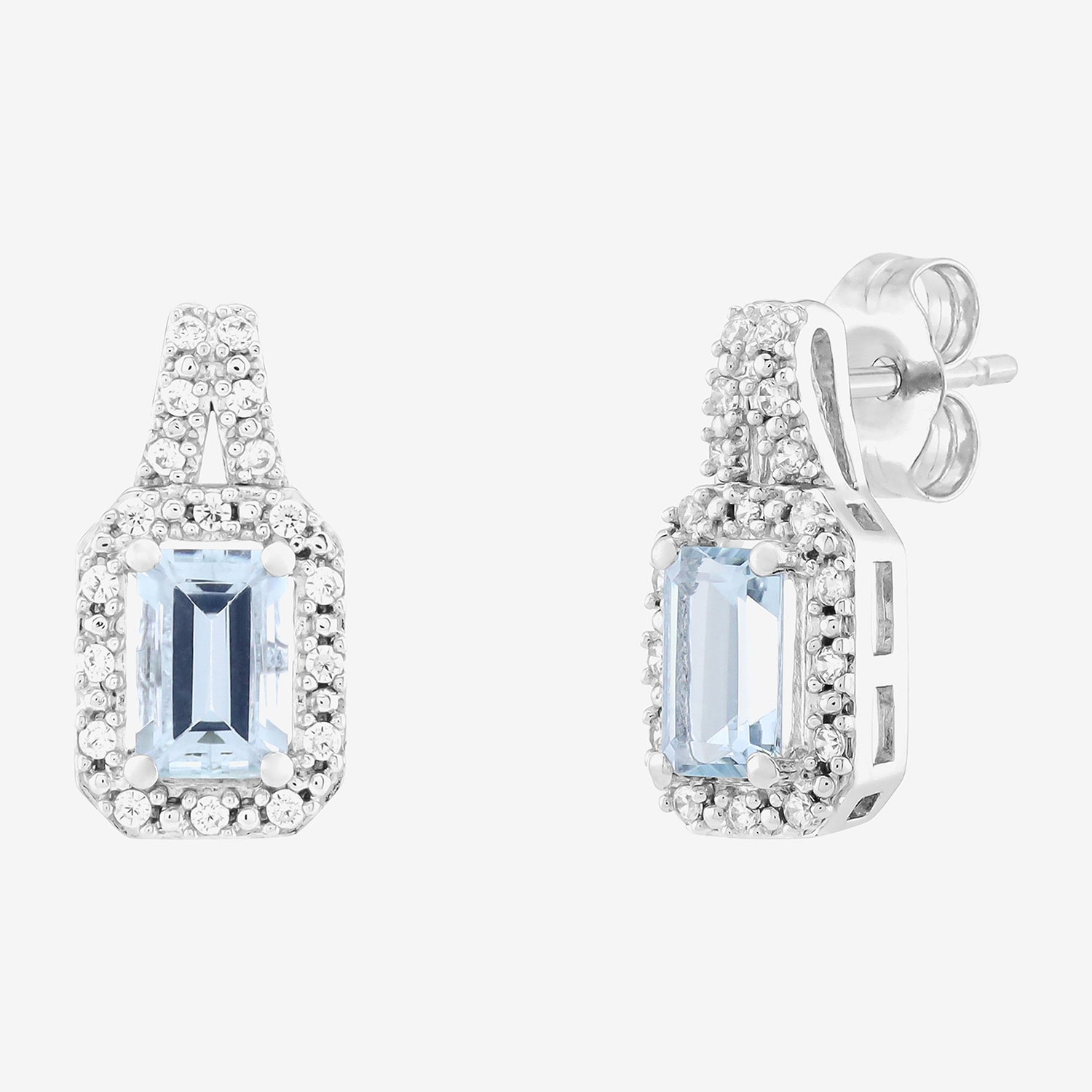 Limited Quantities! Genuine Blue Aquamarine Sterling Silver Stud Earrings
