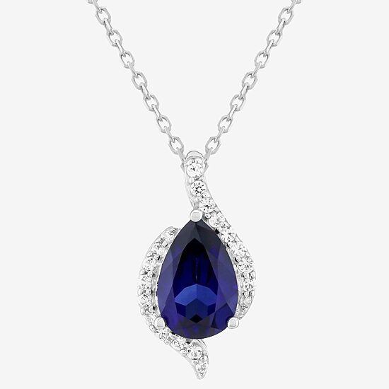 Limited Quantities! Womens Lab Created Blue Sapphire Sterling Silver 18 Inch Pendant Necklace