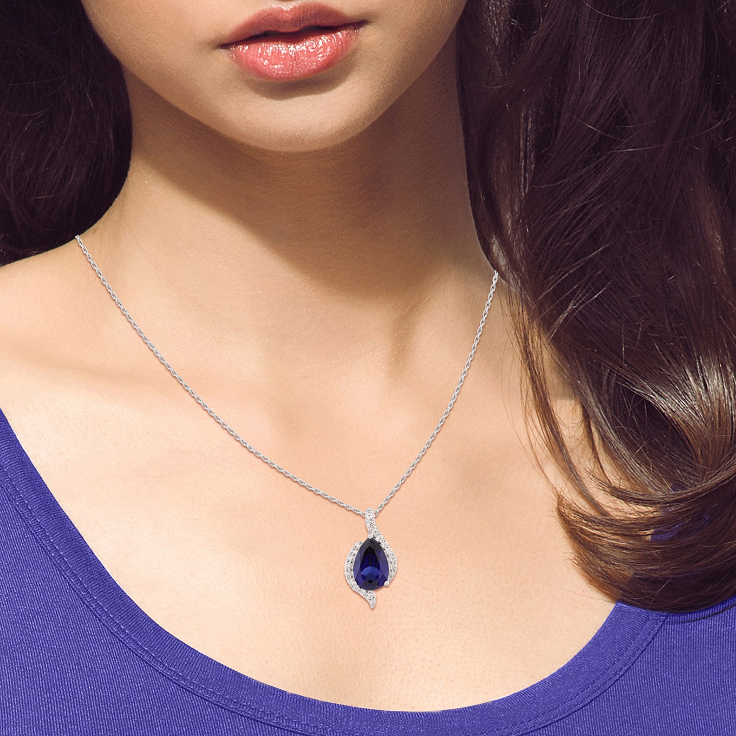 Limited Quantities! Womens Lab Created Blue Sapphire Sterling Silver 18 Inch Pendant Necklace