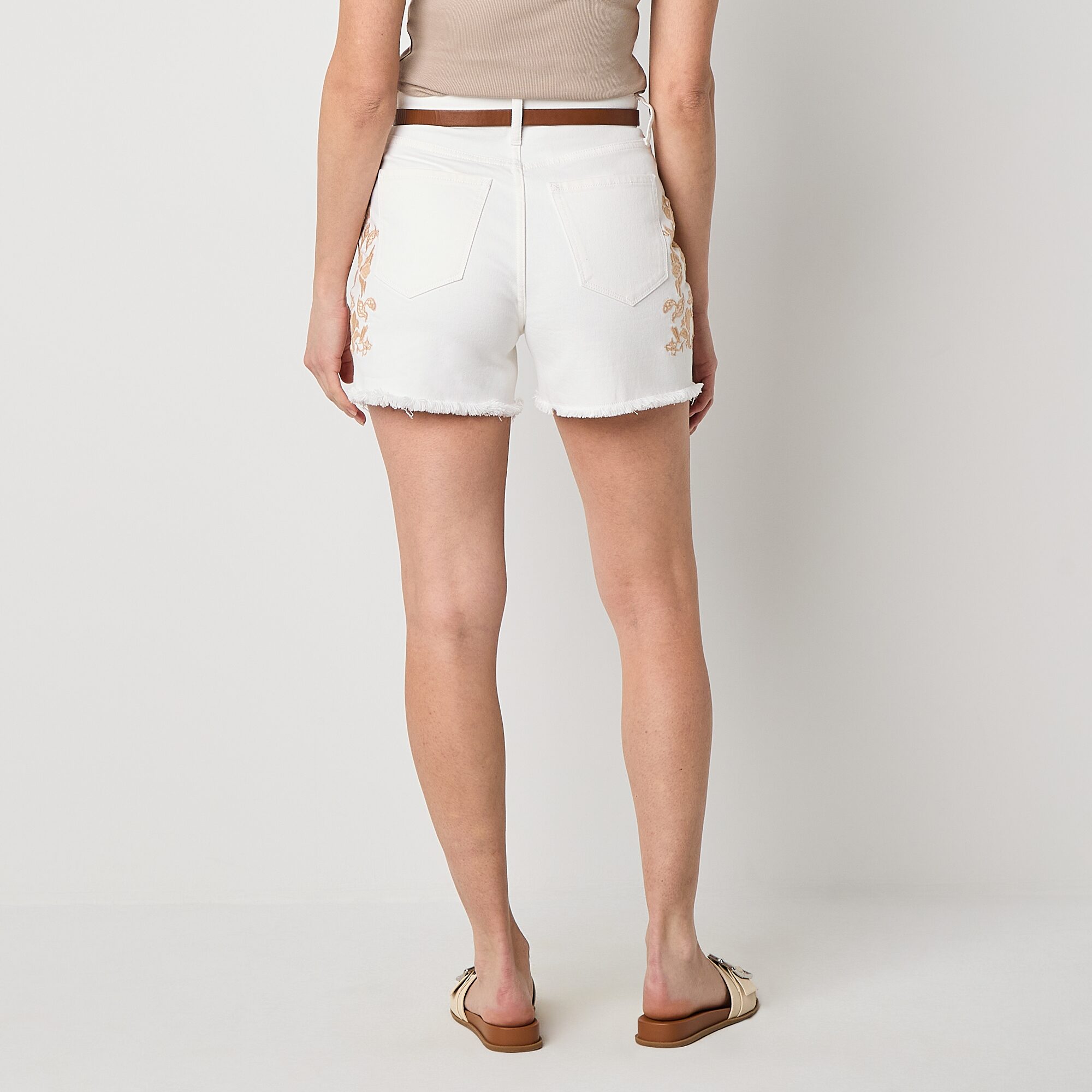 a.n.a Womens Highest Rise Embroidered Denim Short
