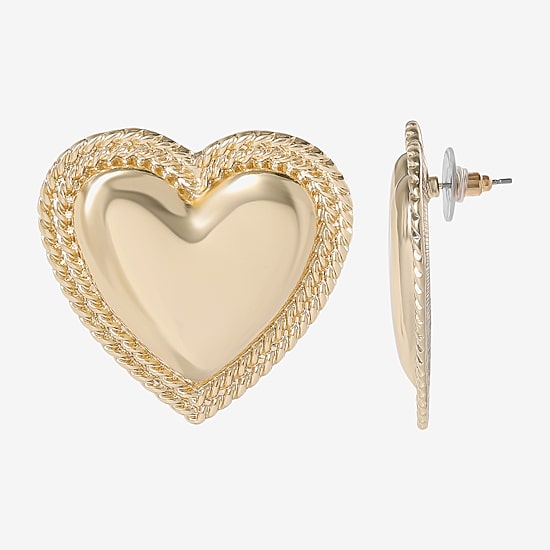 JS Jessica Simpson Gold Tone Womens Heart Drop Earrings