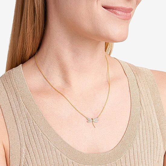 Sparkle Allure Dragonfly Womens White Diamond Accent Pure Silver Over Bronze 18 Inch Pendant Necklace
