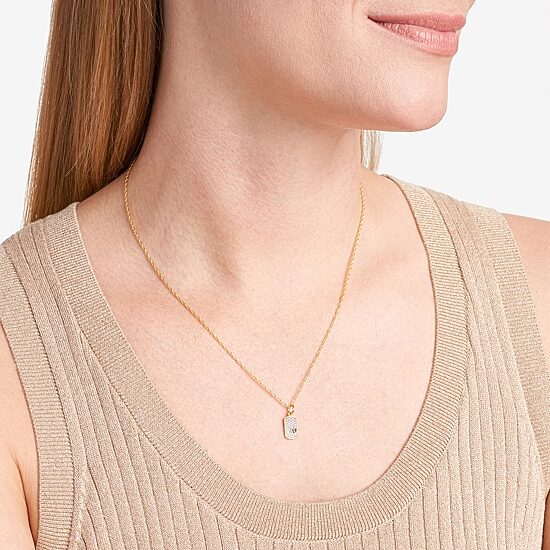 Sparkle Allure Womens White Diamond Accent Pure Silver Over Bronze Dog Tag 18 Inch Pendant Necklace