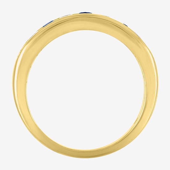 Gemstone 14K Gold Over Silver Sterling Silver Band