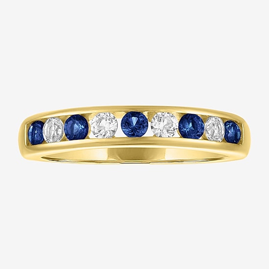 Gemstone 14K Gold Over Silver Sterling Silver Band