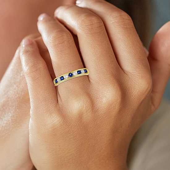 Gemstone 14K Gold Over Silver Sterling Silver Band