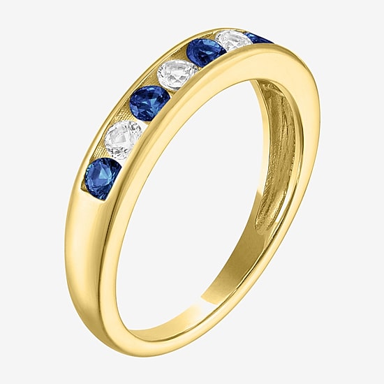 Gemstone 14K Gold Over Silver Sterling Silver Band