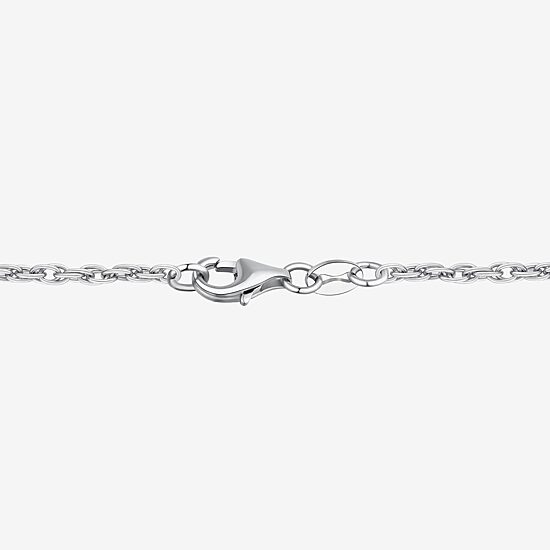 Mens White Cubic Zirconia Sterling Silver Cross 24 Inch Pendant Necklace