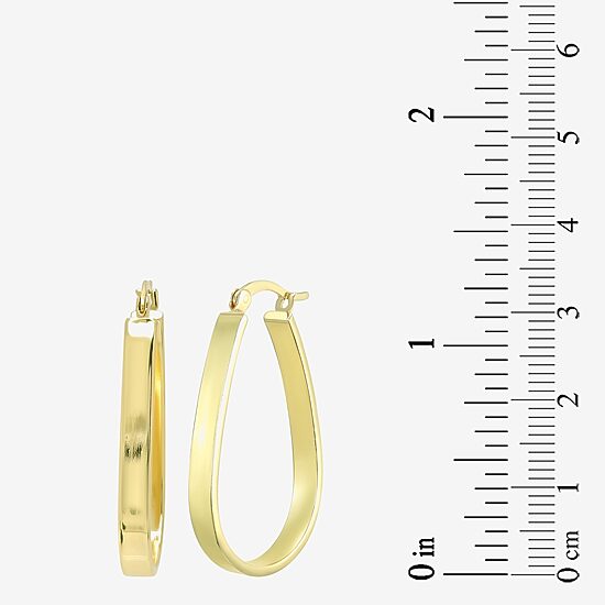 Womens 24K Gold Over Silver 32mm Oval Hoop Earrings