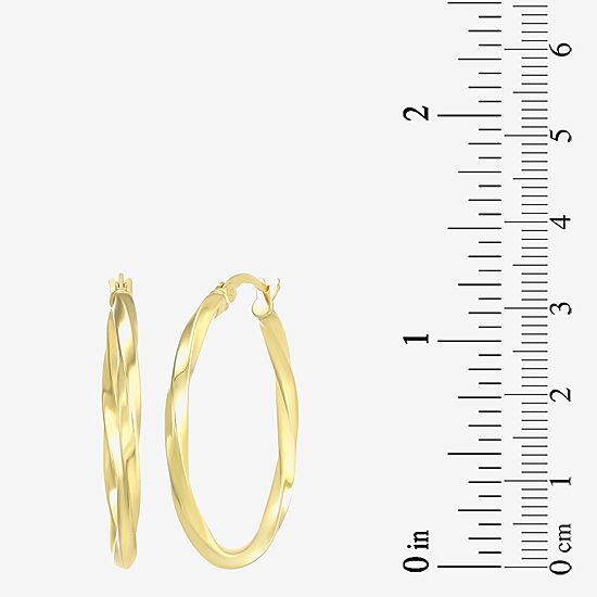 Womens 24K Gold Over Silver 32mm Round Hoop Earrings