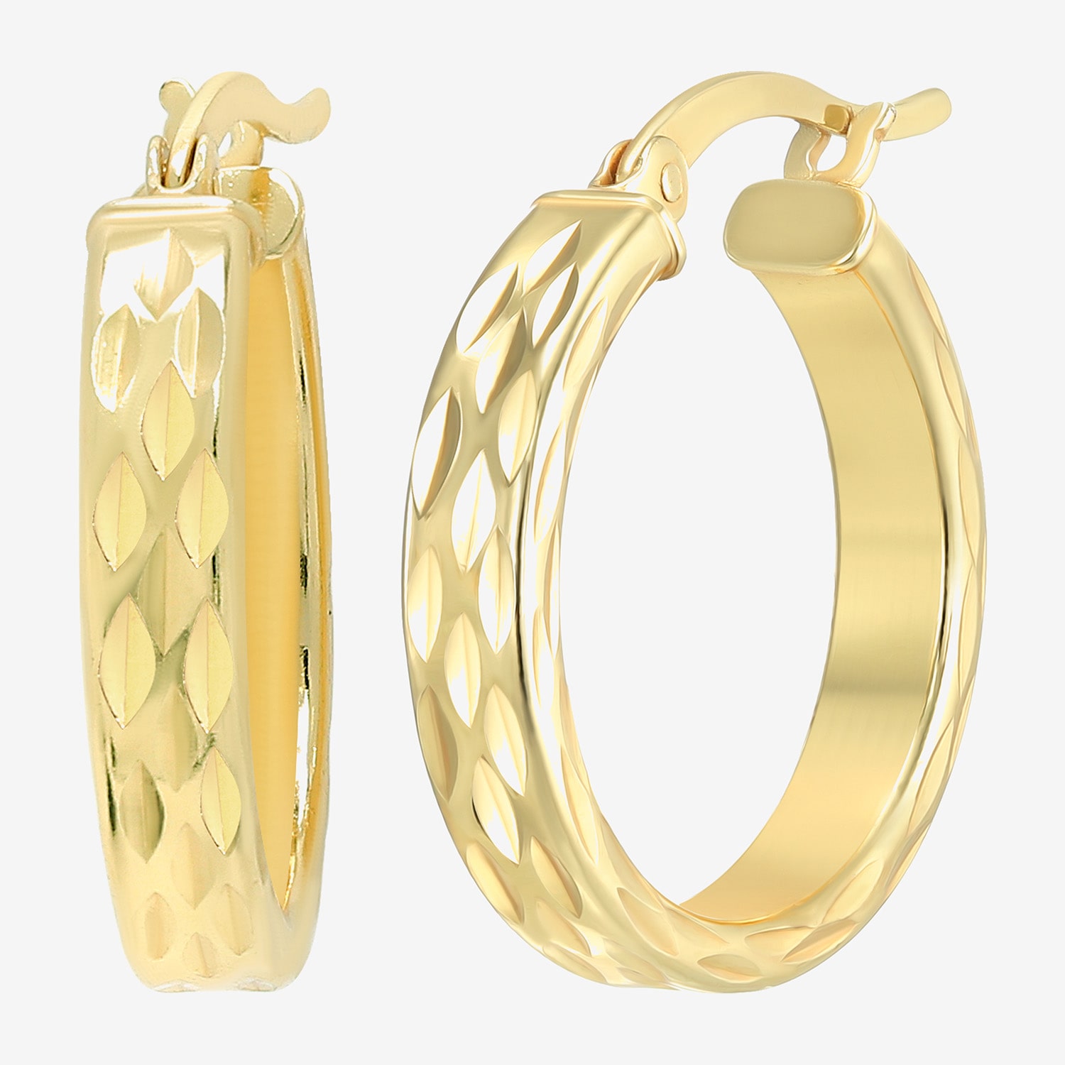 Womens 24K Gold Over Silver 20mm Round Hoop Earrings