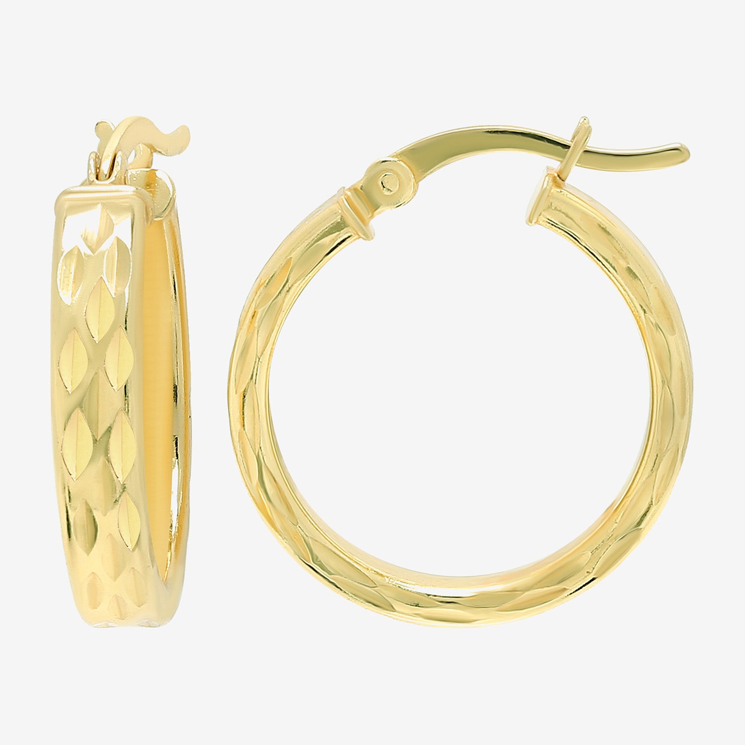 Womens 24K Gold Over Silver 20mm Round Hoop Earrings