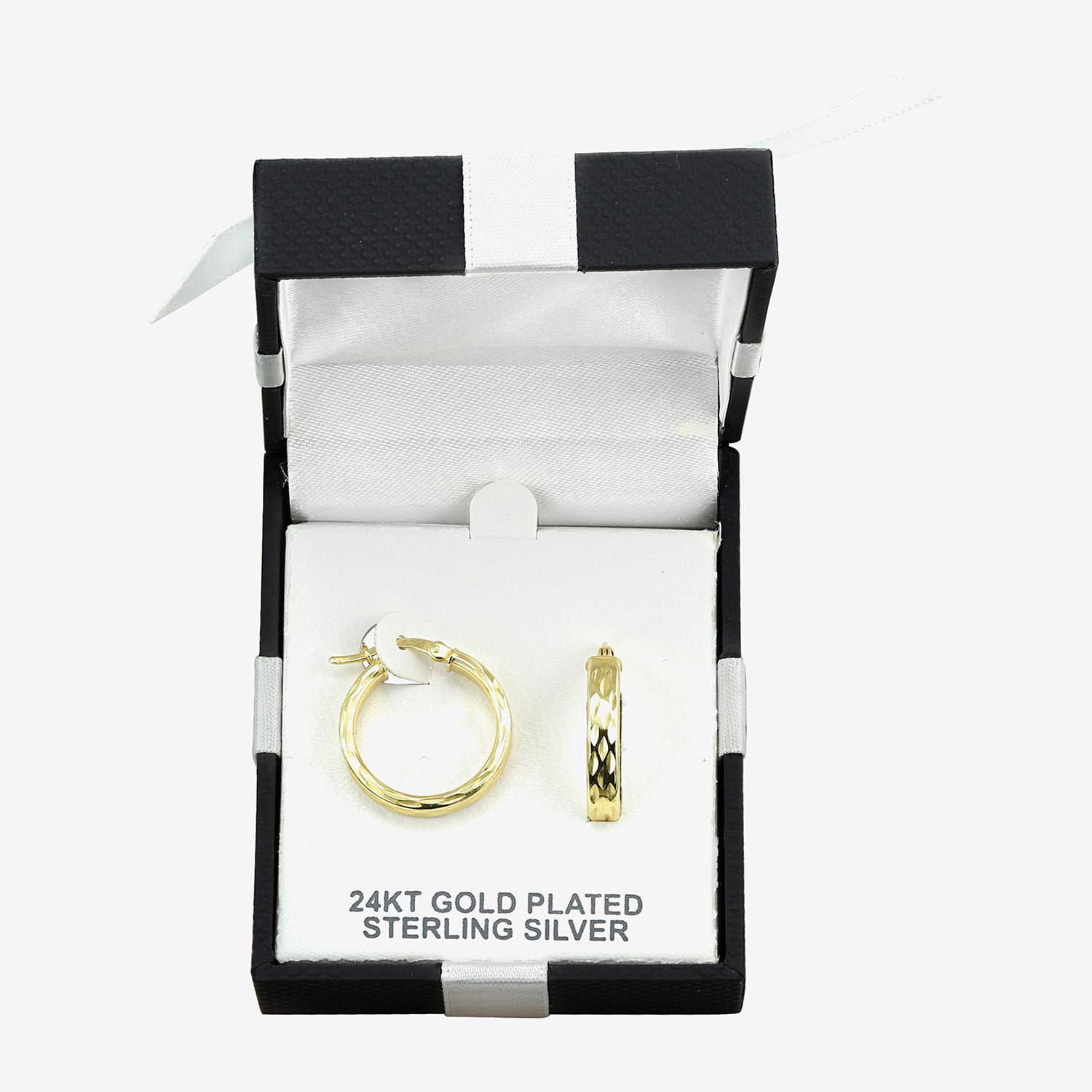 Womens 24K Gold Over Silver 20mm Round Hoop Earrings