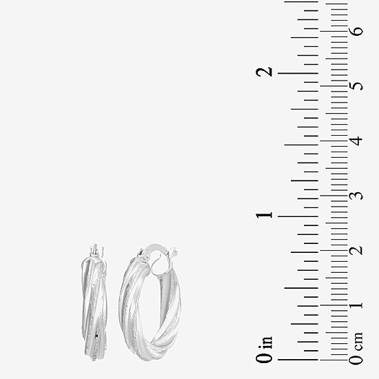 Womens Sterling Silver 20mm Round Hoop Earrings