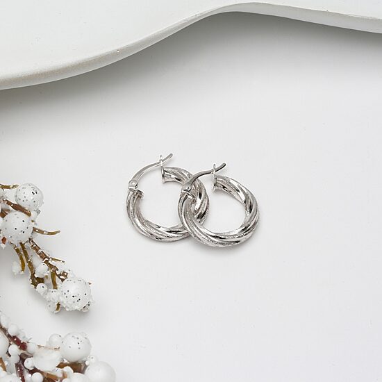 Womens Sterling Silver 20mm Round Hoop Earrings