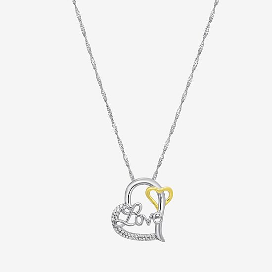 Diamonart Womens White Cubic Zirconia Sterling Silver Heart 18 Inch Pendant Necklace