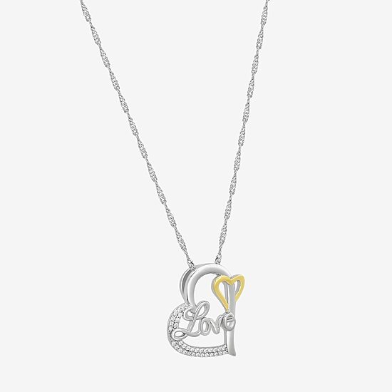 Diamonart Womens White Cubic Zirconia Sterling Silver Heart 18 Inch Pendant Necklace