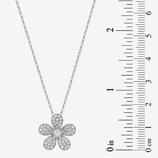 Diamonart Womens White Cubic Zirconia Sterling Silver Flower 18 Inch Pendant Necklace