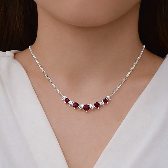 1/4 CT. T.W. Lab Grown Diamond and Lab Created Gemstone Sterling Silver 18 Inch Pendant Necklace