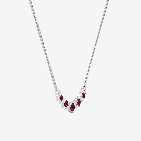 1/4 CT. T.W. Lab Grown Diamond and Lab Created Gemstone Sterling Silver 18 Inch Pendant Necklace