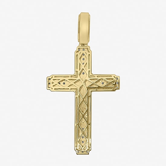 Cross (F / Si2) Mens 1 1/2 CT. T.W. Lab Grown White Diamond 14K Gold Over Silver Cross Pendant