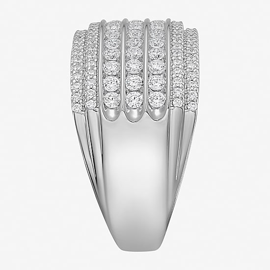 (F / Si2) Mens 13.5MM 1 1/2 CT. T.W. Lab Grown White Diamond Sterling Silver Band