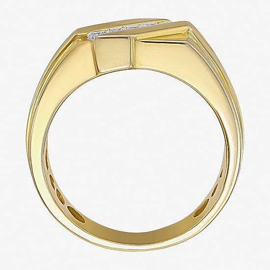 (F / Si2) Mens 11M 1/3 CT. T.W. Lab Grown White Diamond 14K Gold Over Silver Band
