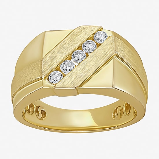 (F / Si2) Mens 11M 1/3 CT. T.W. Lab Grown White Diamond 14K Gold Over Silver Band
