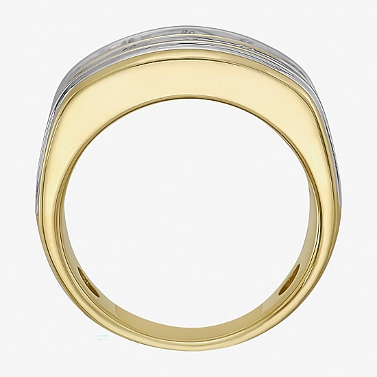(F / Si2) Mens 14MM 2 CT. T.W. Lab Grown White Diamond 14K Gold Over Silver Band