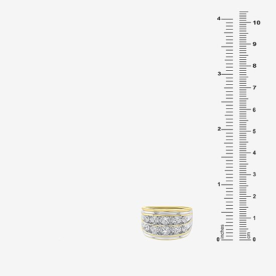 (F / Si2) Mens 14MM 2 CT. T.W. Lab Grown White Diamond 14K Gold Over Silver Band