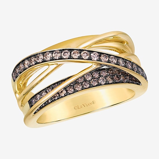 Levian Corp Le Vian Womens 5/8 CT. T.W. Natural Champagne Diamond 14K Gold Round Cocktail Ring