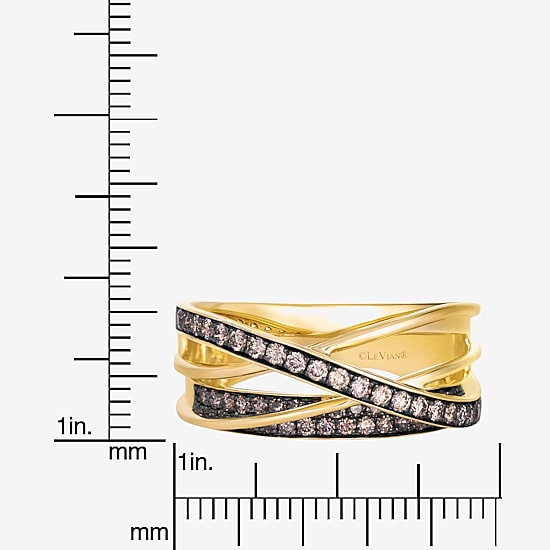 Levian Corp Le Vian Womens 5/8 CT. T.W. Natural Champagne Diamond 14K Gold Round Cocktail Ring