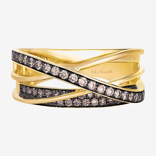 Levian Corp Le Vian Womens 5/8 CT. T.W. Natural Champagne Diamond 14K Gold Round Cocktail Ring