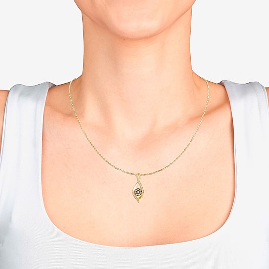 Levian Corp Le Vian (Champagne, I1-I2) Womens 1/3 CT. T.W. Natural Champagne Diamond 14K Gold Pendant Necklace