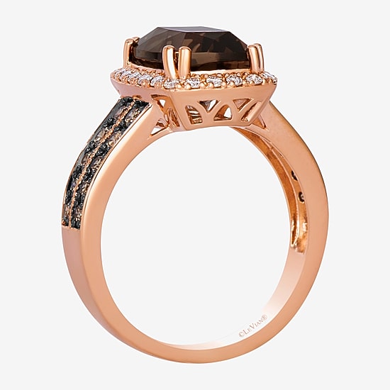 Le Vian® Grand Sample Sale™ Ring featuring 2 5/8 cts. Chocolate Quartz®, 1/3 cts. Chocolate Diamonds®, 1/5 cts. Nude Diamonds™ set in 14K Strawberry Gold®