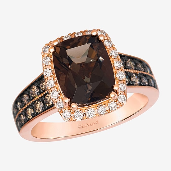 Le Vian® Grand Sample Sale™ Ring featuring 2 5/8 cts. Chocolate Quartz®, 1/3 cts. Chocolate Diamonds®, 1/5 cts. Nude Diamonds™ set in 14K Strawberry Gold®