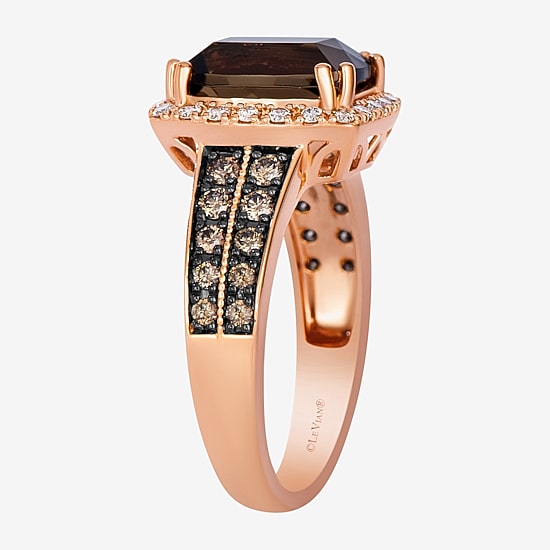 Le Vian® Grand Sample Sale™ Ring featuring 2 5/8 cts. Chocolate Quartz®, 1/3 cts. Chocolate Diamonds®, 1/5 cts. Nude Diamonds™ set in 14K Strawberry Gold®