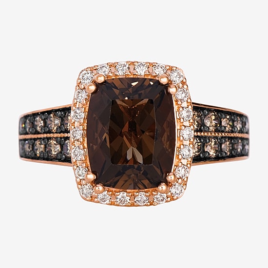 Le Vian® Grand Sample Sale™ Ring featuring 2 5/8 cts. Chocolate Quartz®, 1/3 cts. Chocolate Diamonds®, 1/5 cts. Nude Diamonds™ set in 14K Strawberry Gold®